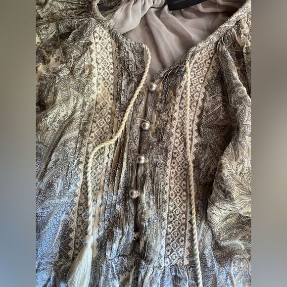 Diesel Black Gold Min Dress Gray Relaxed Paisley Peasant Bohemian Made Italy 38 - Picture 10 of 10